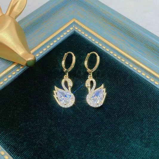 Sweet Rhinestone Swan Earrings Ins Fashion Earrings For Women Jewelry - Velora