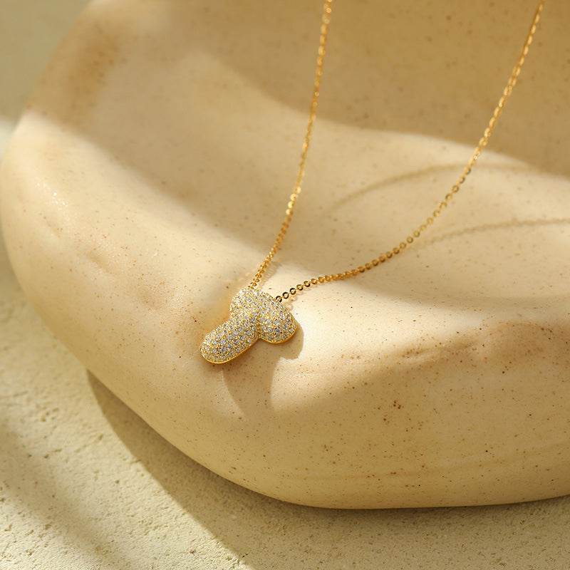 Silver 26 Letter Bubble Necklace For Women Full Diamond - Velora