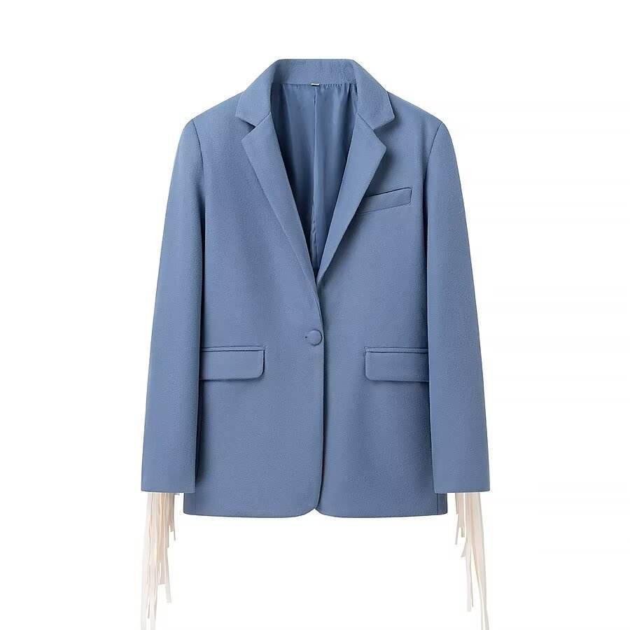 Women's Square Collar Tassel Blazer - Velora