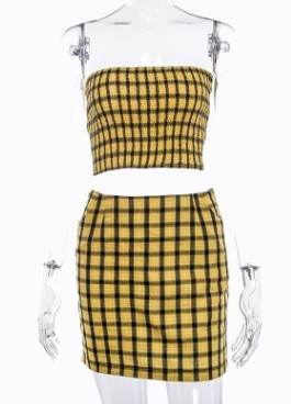 Europe And America Cross Border Detonating Speed Sell Hot Spring And Summer Women's Wear New Style Pleating, Lattice Skirt Skirt Two Sets - Velora