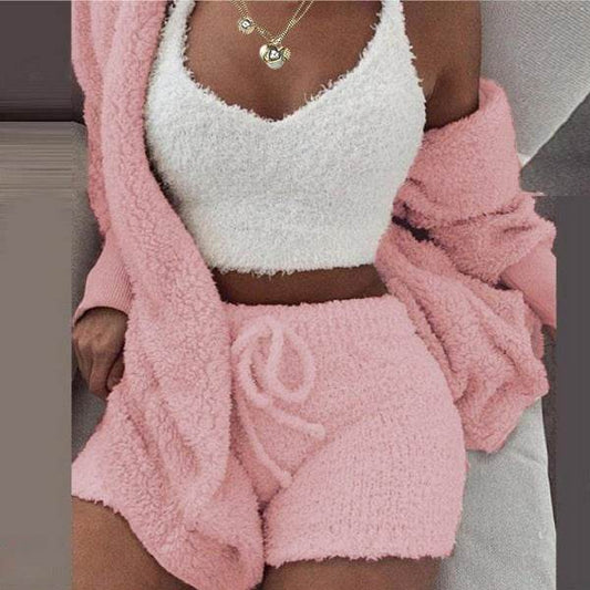 3 Pieces Of Fashionable Ladies Plush Home Clothes - Velora
