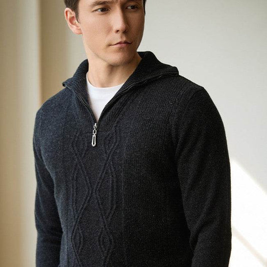 Pure Wool Sweater Half-height Zip Leisure Warm Sweater - Velora