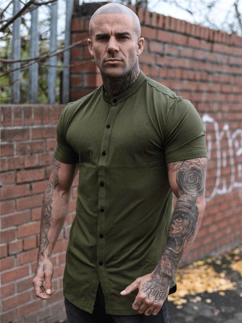 New Summer Shirt Fitness Clothing Cotton Tops Short Sleeve Sports Shirts Brand Mens Short Cool Casual Fashion Breathable Shirt - Velora
