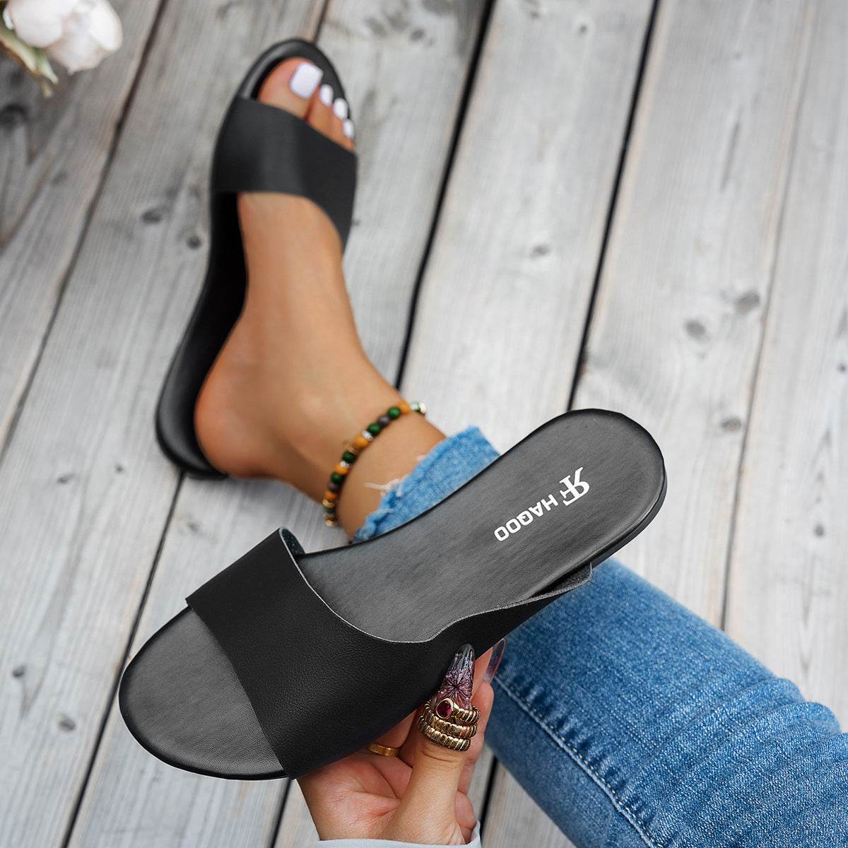 Fashion Fish Mouth Flat Slides Slippers Summer Seaside Vacation Beach Shoes For Women Sandals - Velora