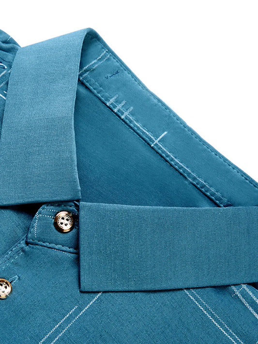 Men's Plus Size Geometric Pattern Short Sleeve Polo - Velora