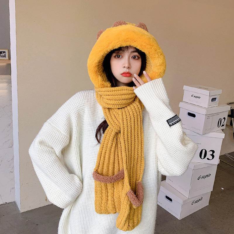 Winter Knitted Wool Scarf Hat Gloves In One Of Three Sets - Velora