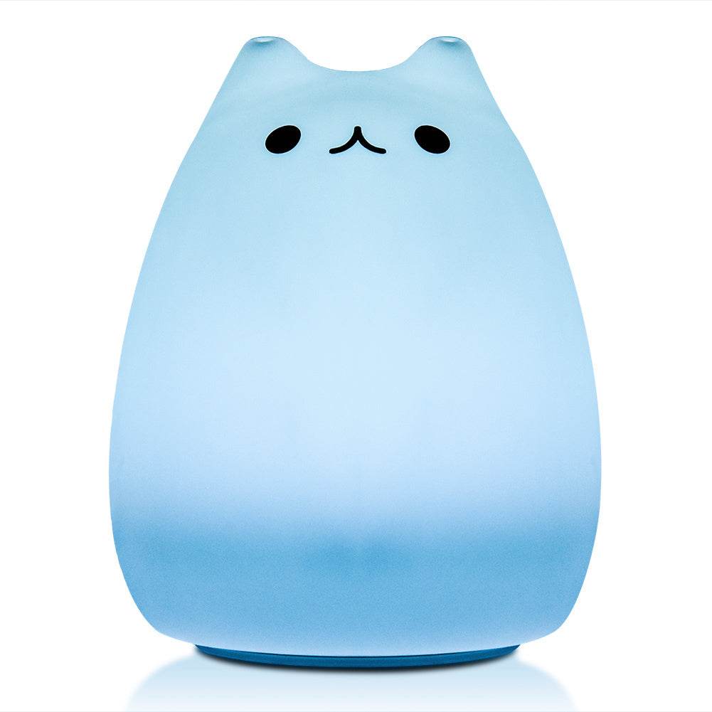 Children Night Light, EECOO Cute Cat Lamp Soft Silicone Sensitive Tap Control Decompression Toy - Velora