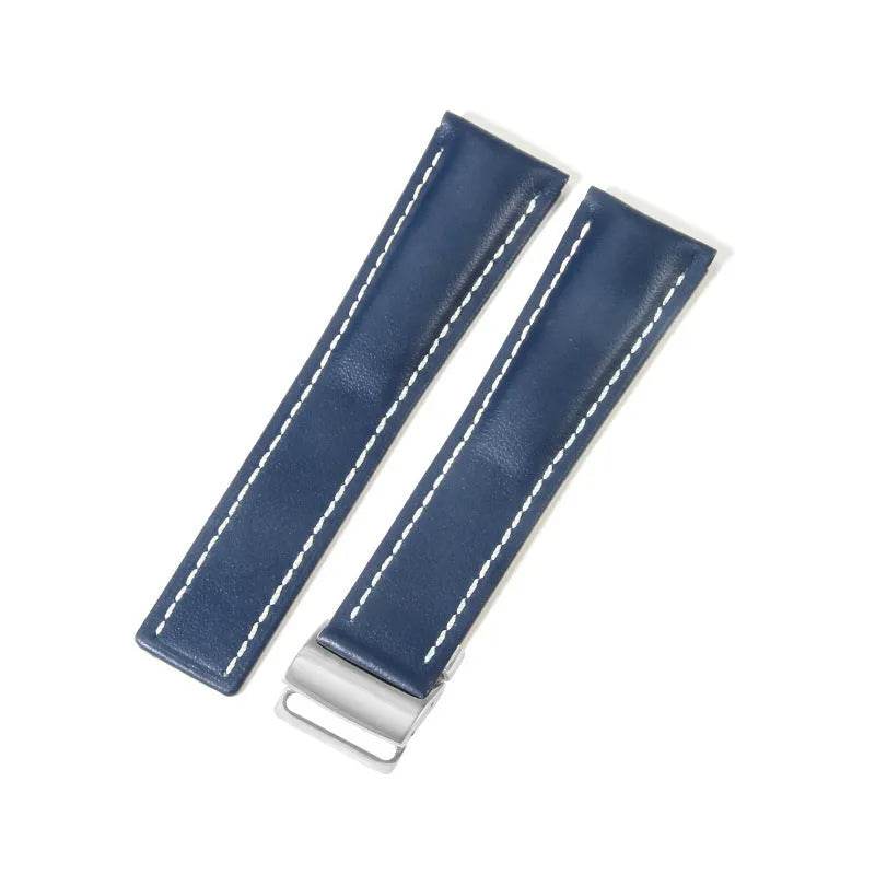 22mm 24mm Black Brown Blue Bamboo Grain Cowhide Watch Strap - Velora