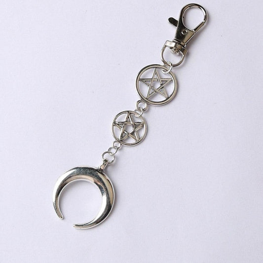 Crescent Alloy Keychain Pentagrammoon - Velora