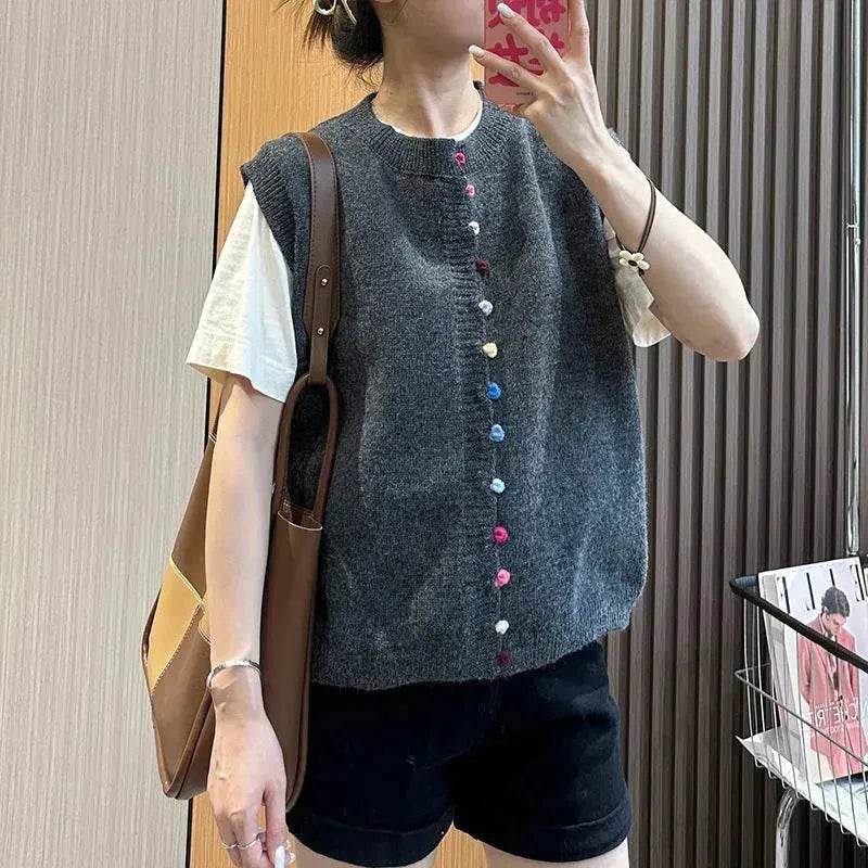 Women Sleeveless Button down Knitted Sweater Vest Cardigan - Velora