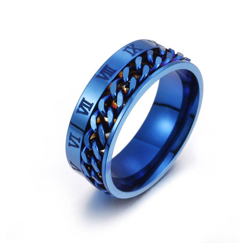 Roman Letter Rotatable Chain Rings Men Digital Titanium Steel RingFor Couple High Quality Multifunctional Bottle Opener Ring Spinner Jewelry Punk Gifts - Velora