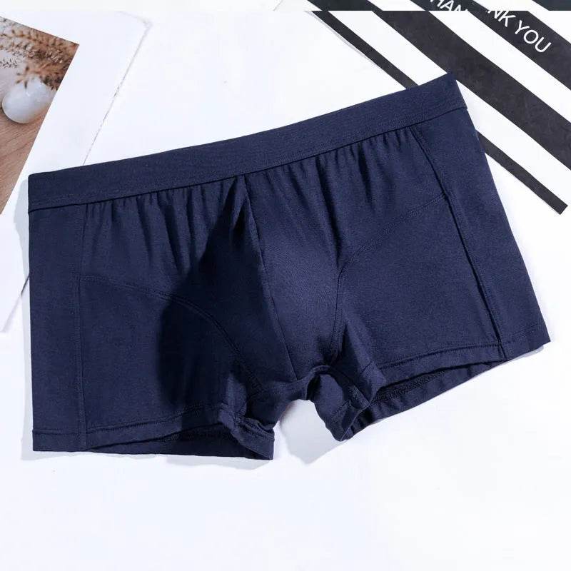 Men's Underwear Plain Cotton Boxer Short Breathable U Convex - Velora