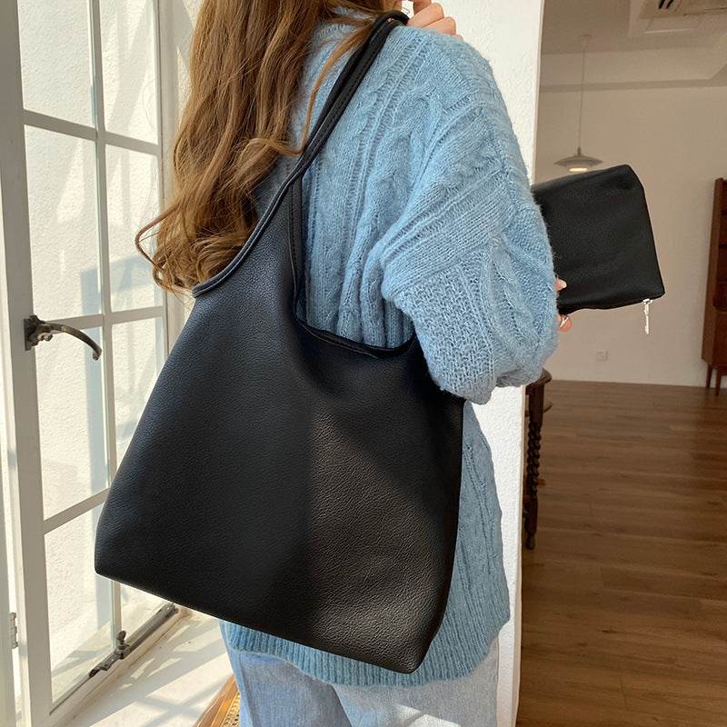 Solid Color Lightweight Pu Soft Leather Hand Bag - Velora