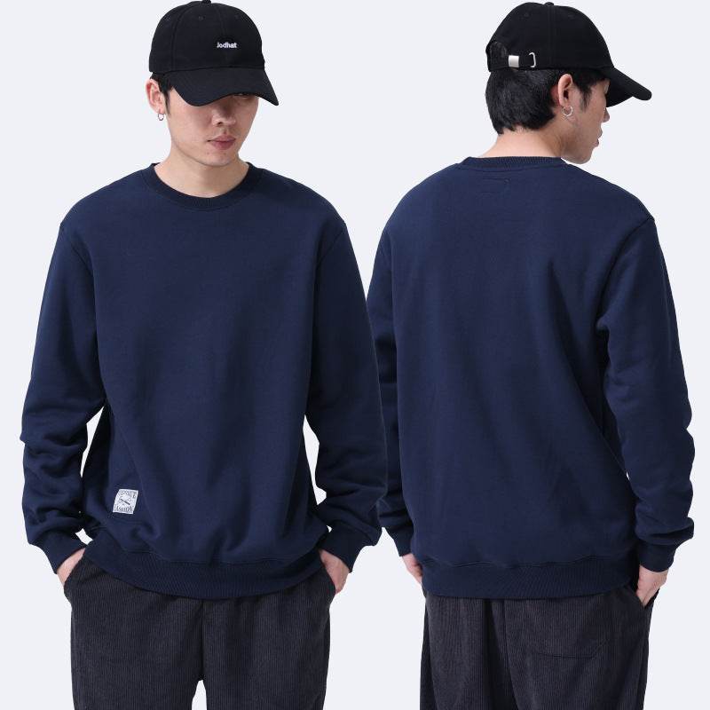 Winter Fleece Sweatshirt Warm Round Neck Pullover Top For Men Solid Color Sweater Boys Teenagers Clothing - Velora