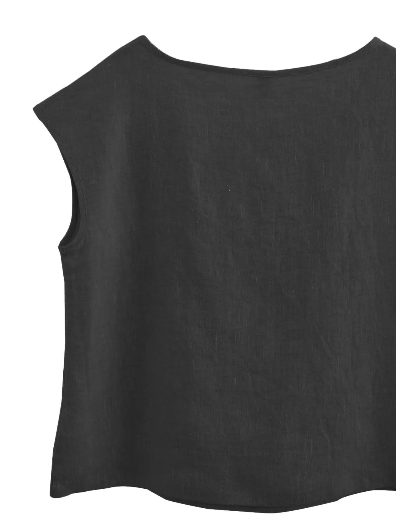Round Neck Cap Sleeve Blouse - Velora