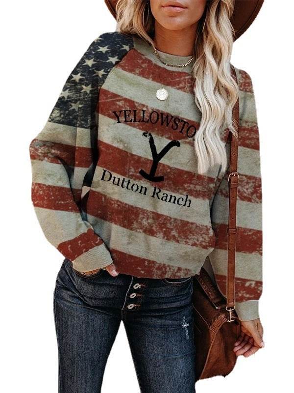 Women's Yellowstone Dutton Ranch Print Sweatshirt - Velora