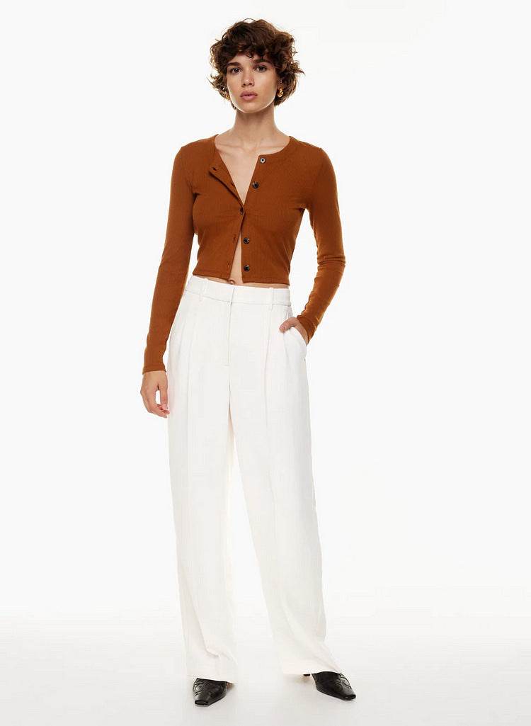 High Waist Straight Trousers With Pockets Wide Leg Casual Pants For Women - Velora