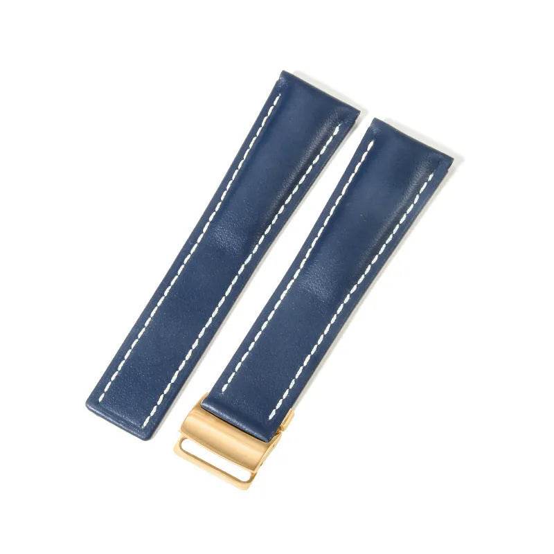22mm 24mm Black Brown Blue Bamboo Grain Cowhide Watch Strap - Velora