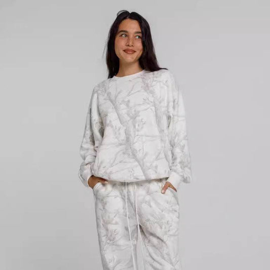 2024 Autumn Winter Two Piece Sets Women Camouflage Hoodie Maple Leaf Print Sweatshirt Suit Sports Hoodie Sportswear - Velora
