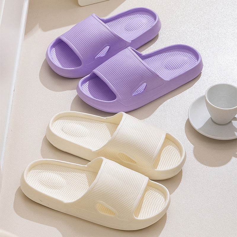 Solid Color Thick Bottom Home Slippers Summer Non-slip Floor Bathroom Slipper Women Men Couples Shoes - Velora