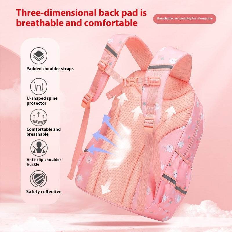 6-12-year-old Primary School Children Girls Backpack Large Capacity Schoolbag - Velora