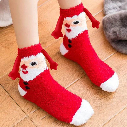 Soft Carton Christmas-themed Fleece Winter Home socks for Women - Velora
