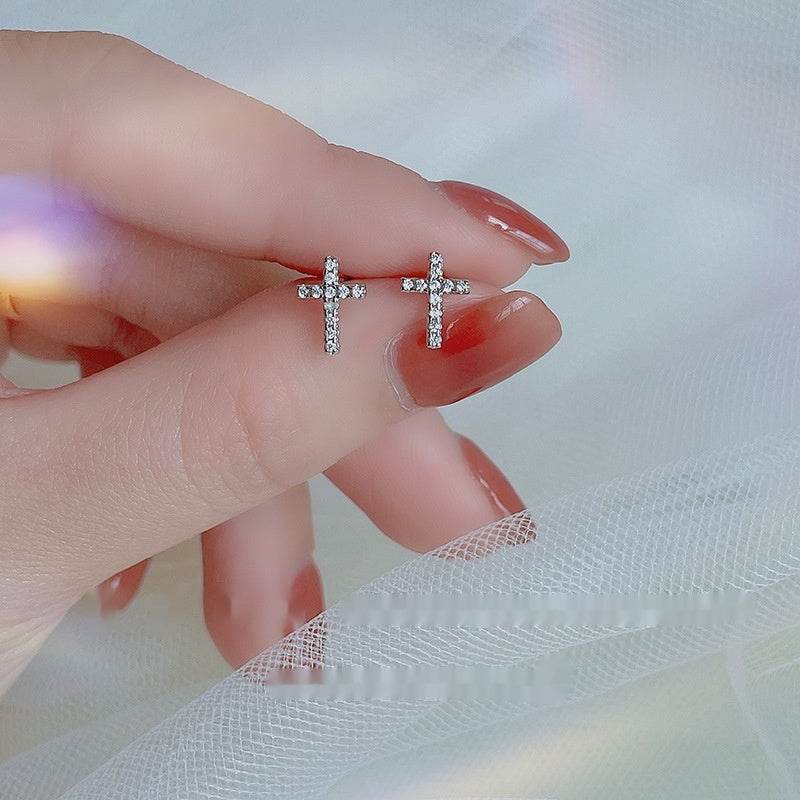 2024 New Fashion Stainless Steel Cross Earrings Product Temperament All Match Birthday Anniversary Earrings Small Gift - Velora