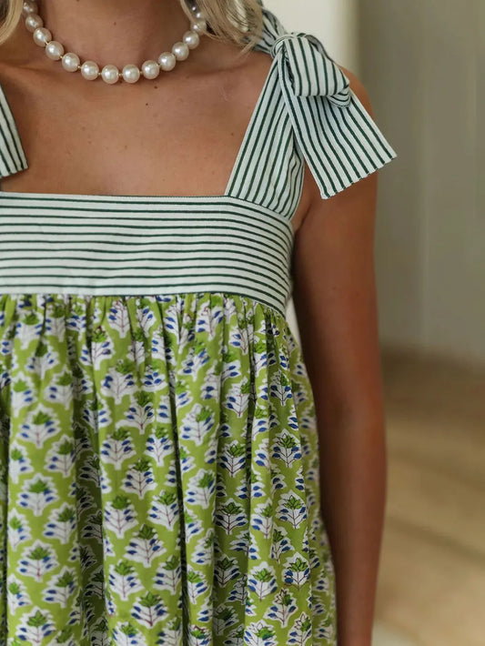 Printed Tie Shoulder Mini Cami Dress - Velora