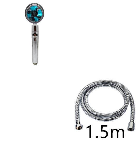 Propeller Driven Shower Head With Stop Button And Cotton Filter Turbocharged High Pressure Handheld Shower Nozzle - Velora