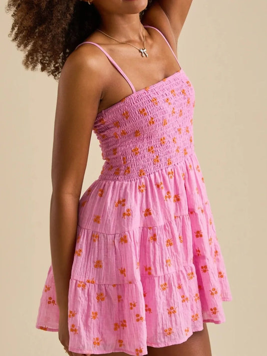 Floral Smocked Tiered Mini Cami Dress - Velora