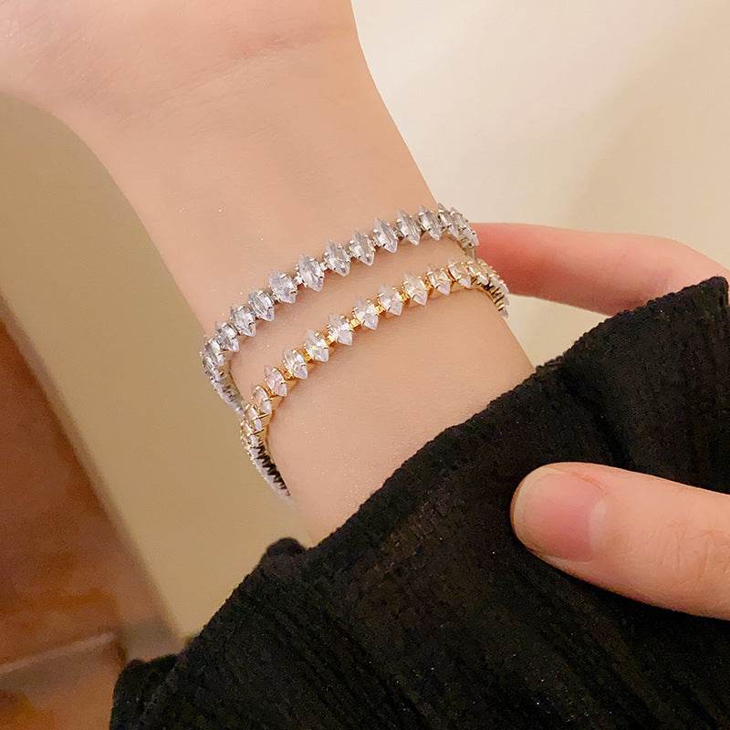 Fashion Jewelry Zircon Geometric Square Bracelet South Korea Fashion Elegant Heart Bracelet Internet Celebrity Light Luxury - Velora