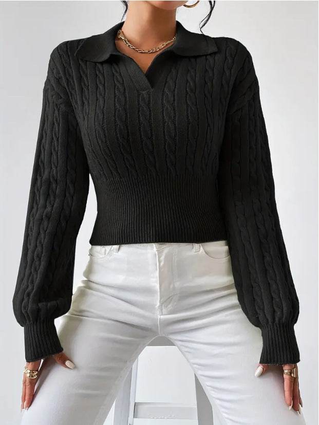 Women's Sweater Fashion Solid Color And V-neck - Velora