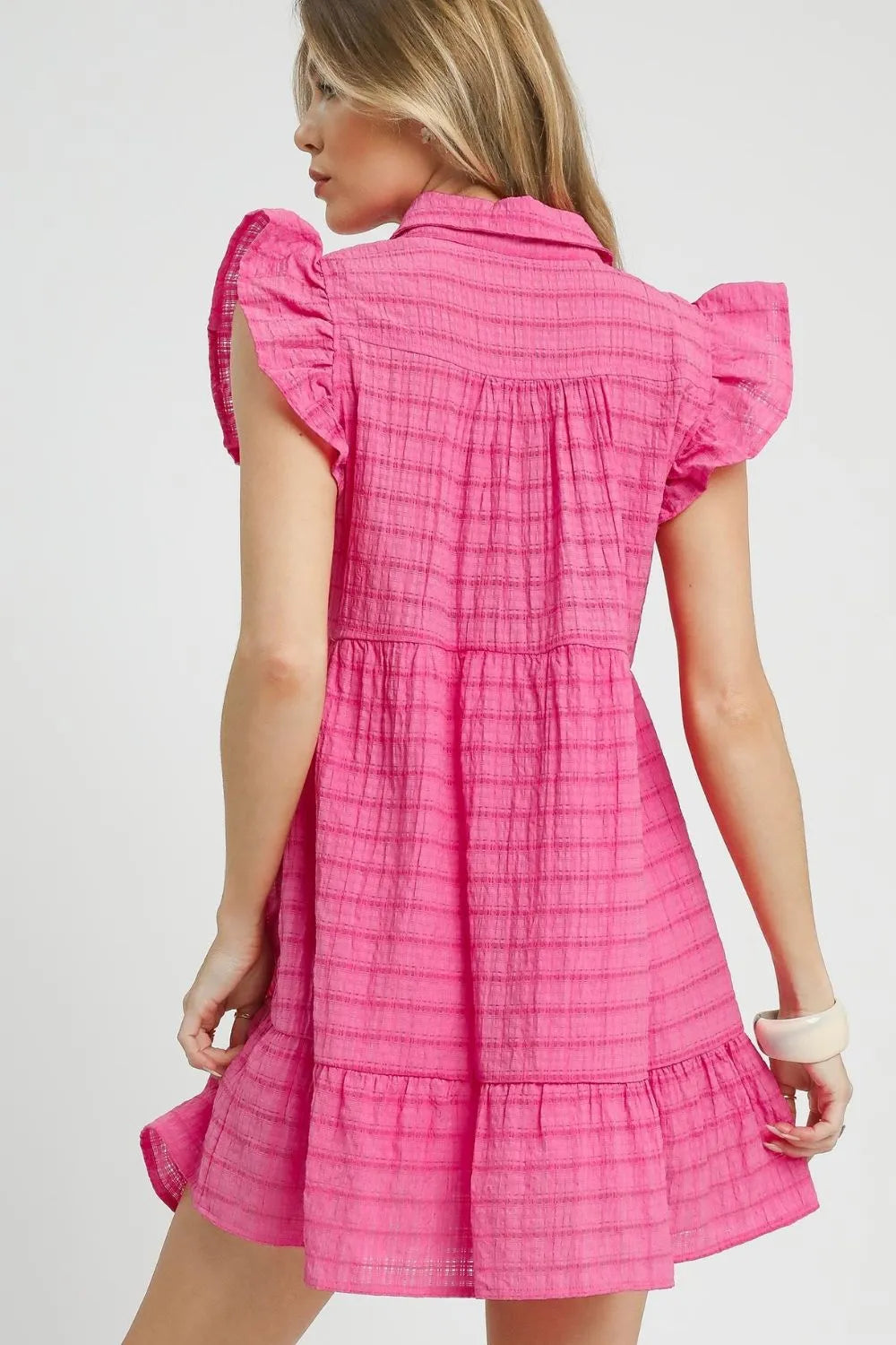 Umgee Ruffle Cap Sleeve Textured Mini Dress - Velora