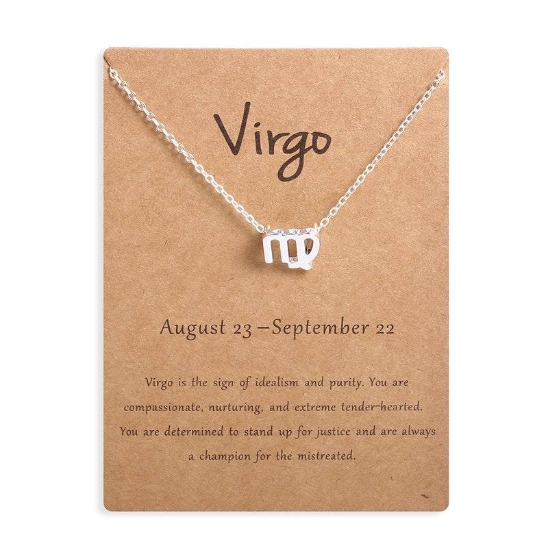 12 Zodiac Sign Necklaces With Gift Card Constellations Pendant Necklace Jewelry - Velora