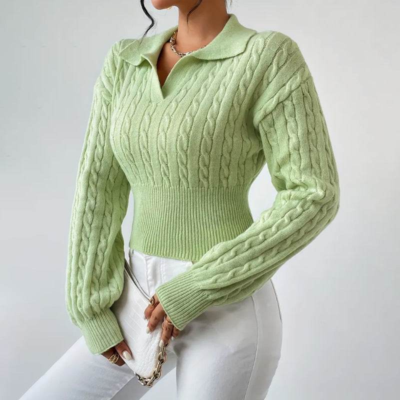Women's Sweater Fashion Solid Color And V-neck - Velora