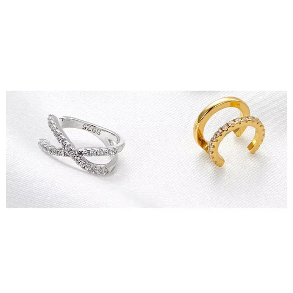 925 Sterling Silver Ear Cuff - Elegant Gold Color Clip Earrings For Women - Velora Luxury Fashion