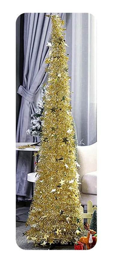 Artificial Tinsel Up Christmas Tree With Stand Gorgeous Collapsible Artificial Christmas Tree For Christmas Decorations - Velora