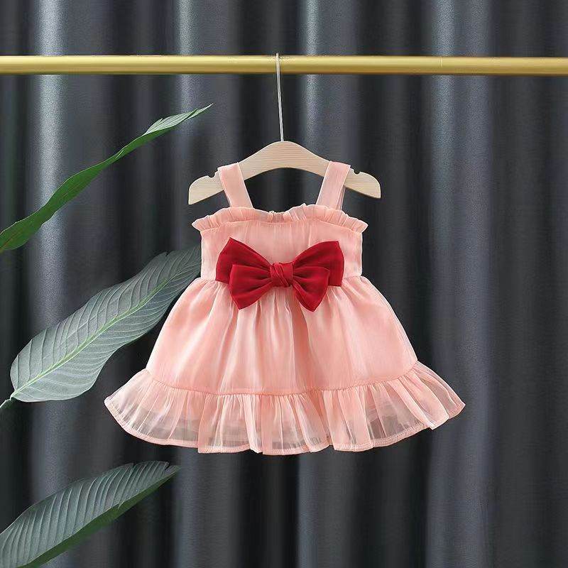 Red Suspender Skirt Off-shoulder Off-the-shoulder Princess Dress - Velora