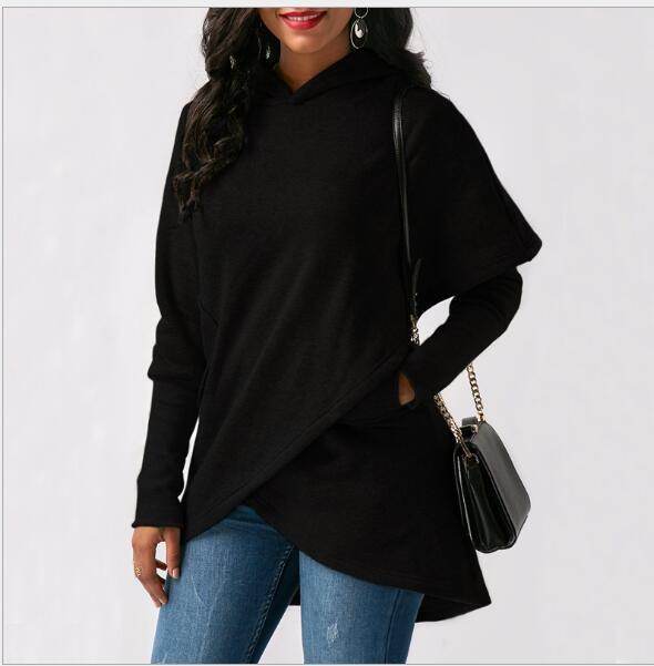 Autumn Winter Fleece Irregular Hoodie Sweatshirts - Velora