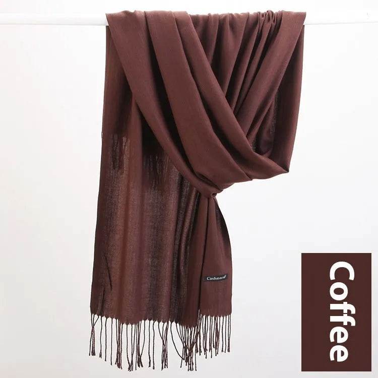 Pure Color Warm Keeping Scarf All-match Cashmere Shawl - Velora