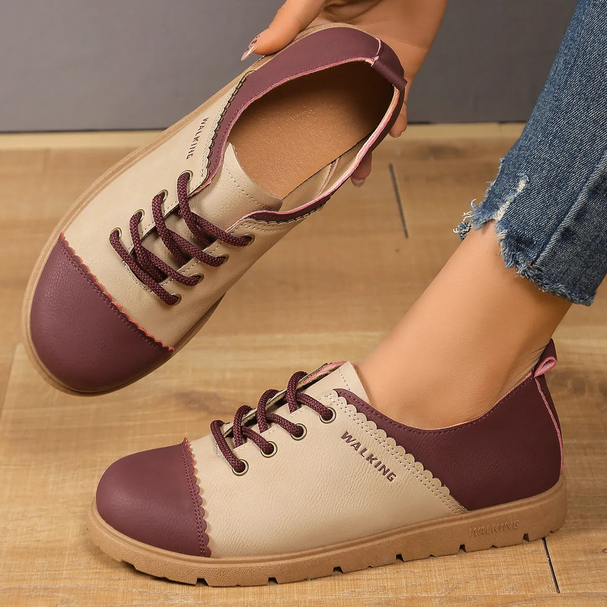 Color Block Lace Up Sneakers - Velora