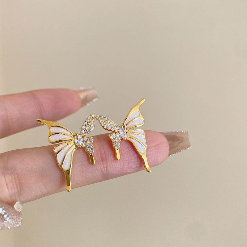Fashion Jewelry Rhinestone Dripped Butterflies Stud Earrings Sweet Everyday Versatile Jewelry For Women - Velora