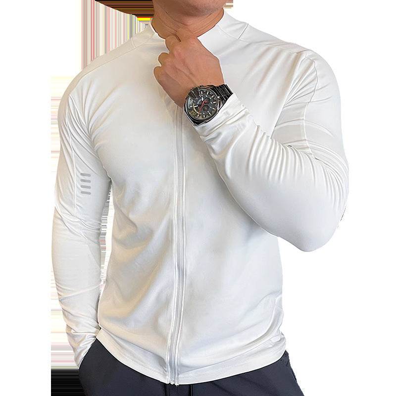 Muscle Fit Long Sleeve Zip Up Quick Drying Sport Workout Gym T-shirt for Men - Velora