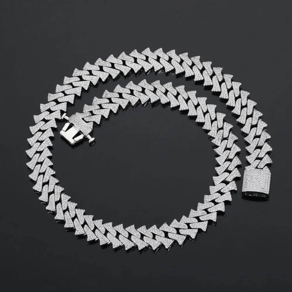 14mm Men's Hip Hop Zircon Thorns Cuban Link Chain - Velora