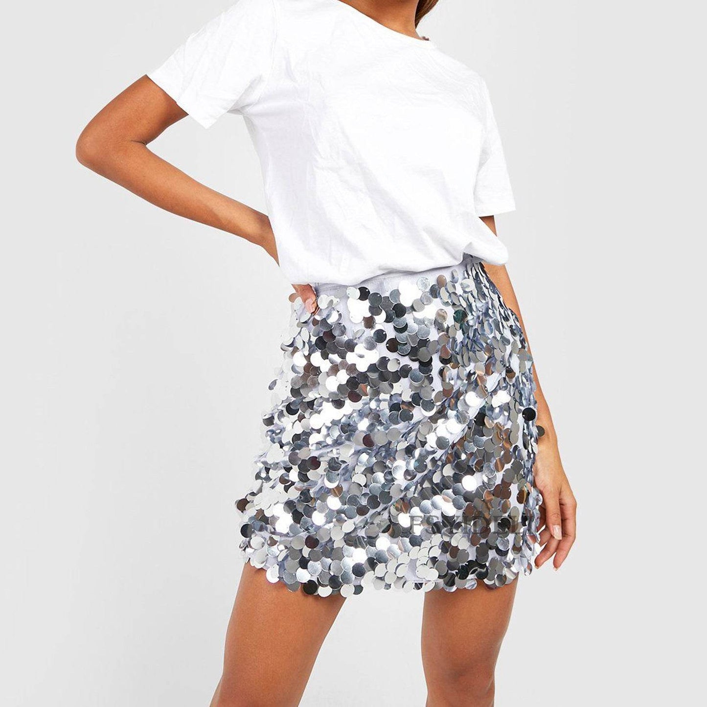 High Waist Sequined Mini Skirt - Velora