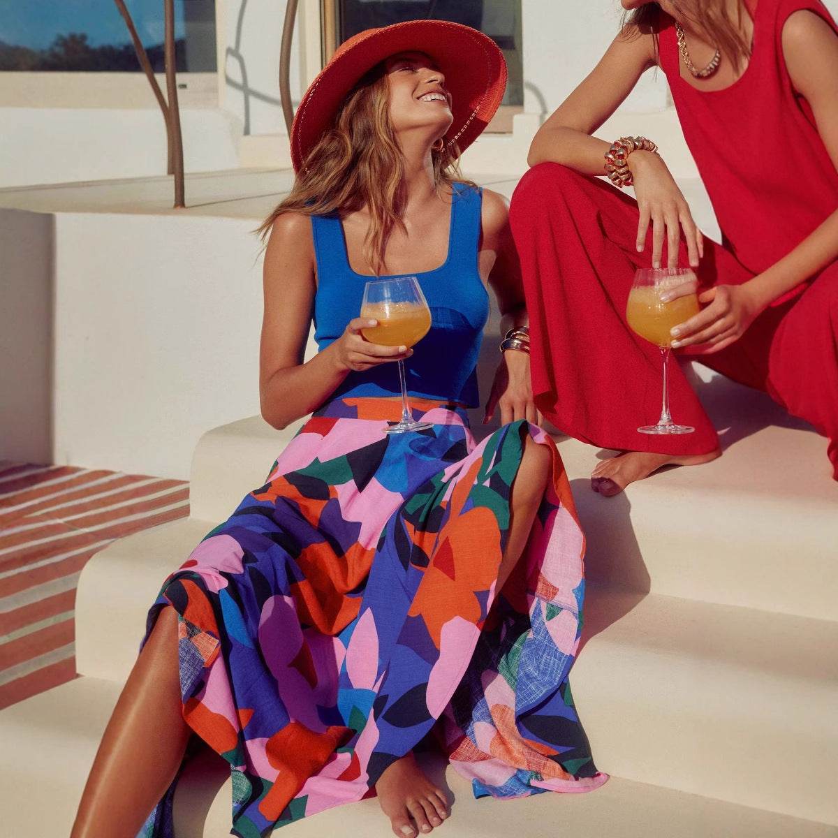 Elegant Fashion Vintage floral Bohemian Pleated Maxi Skirt - Velora