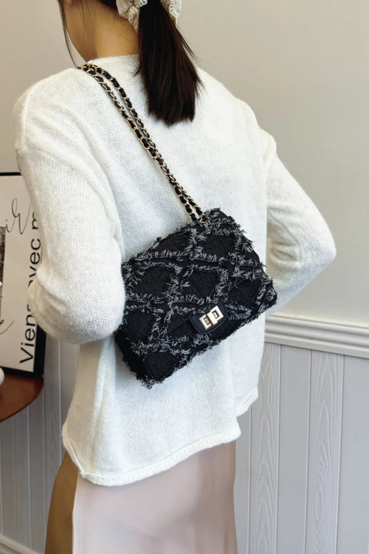 Raw Hem Denim Crossbody Bag - Velora