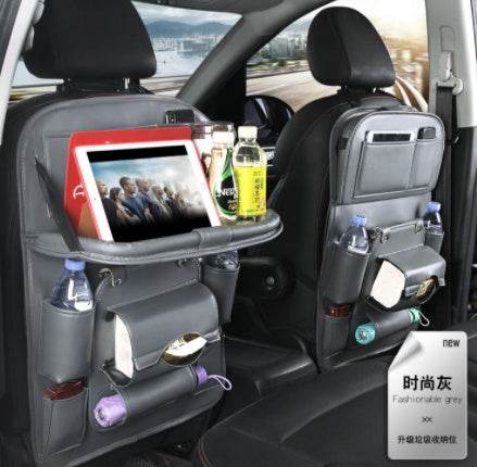 PU Leather Car Storage Bag Multifunction Seat Back Tray Hanging Bag Waterproof Car Organizer Automotive Interior Accessories - Velora