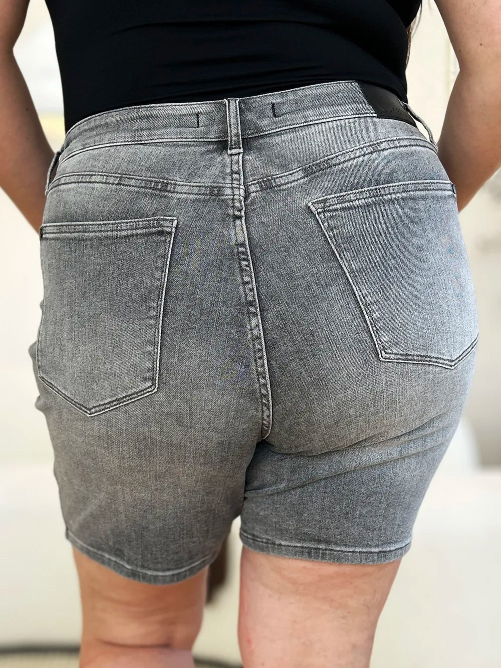 Judy Blue Full Size High Waist Washed Denim Shorts - Velora