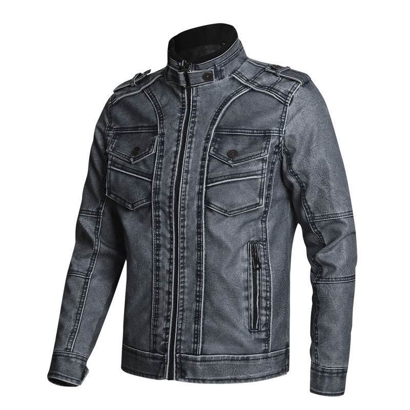 Thick PU Leather Coat Men's Fashion Casual - Velora